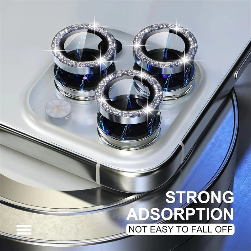 Diamond Metal Camera Lens Protector for iPhone 11, 12, 13, 14, 15 Series