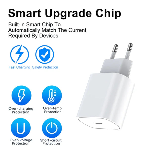 30W USB-C PD Fast Wall Charger with Cable for iPhone